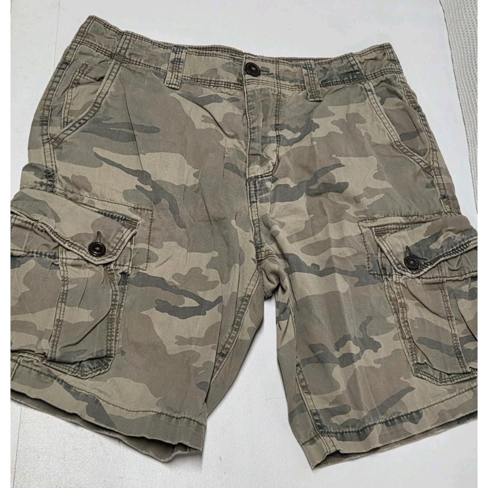 American Eagle Camo Cargo Shorts Mens 30 Khaki Military Utility Cotton Casual
